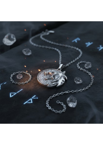 Witcher 3 Madalyon Gümüş Kaplama Düz Zincir Kolye indirimleri