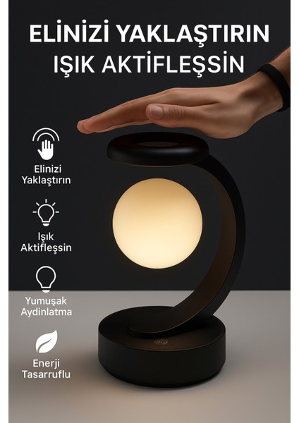 Kablosuz Şarjlı Dönen Gece Lambası Dokunmatik Kontrollü Masa Lambası 6 Renk Rgb Işık fırsatları