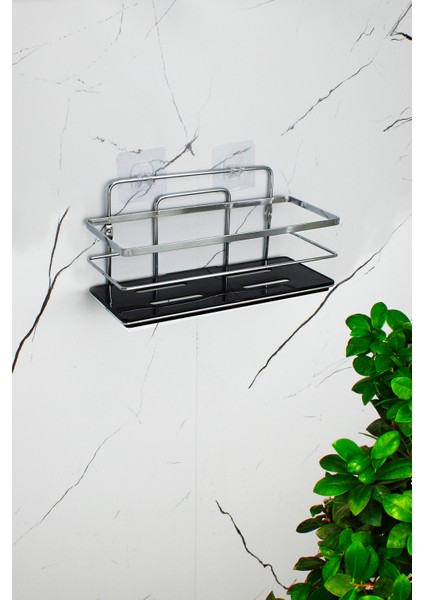 Şeffaf Kristal Raflı Krom Banyo ve Kozmetik Düzenleyici, Siyah fiyatları