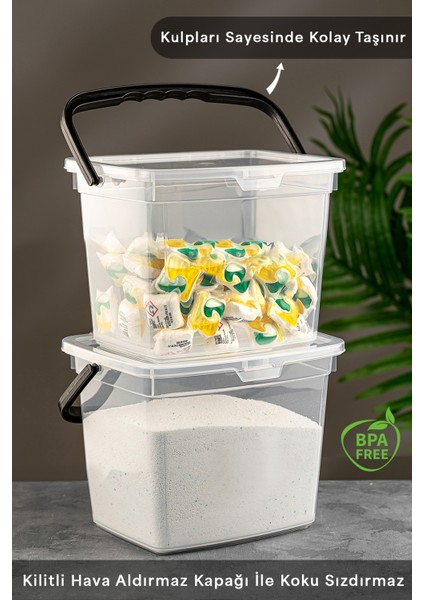 Şeffaf 4'lü Yıkanabilir Etiketli Toz Deterjan Saklama Kabı fiyatları