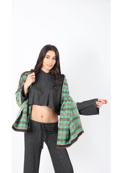 Şık Kullanım Pamuk Polyester Şal-Yeşil