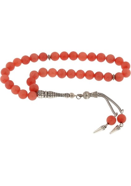 Hk ​doğaltaş Tesbih Metal Püsküllü Pembe Yeşim Taşı |gümüş Takı Hediyelik Ürünler