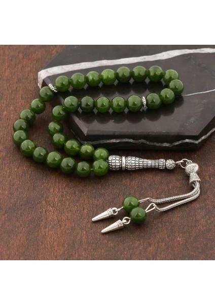 Hk ​doğaltaş Tesbih Metal Püsküllü Yeşil Yeşim Taşı |gümüş Takı Hediyelik Ürünler fiyatları