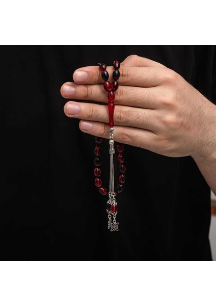 Hk Sıkma Kehribar Tesbih Gümüş Püskül |gümüş Takı Hediyelik Ürünler