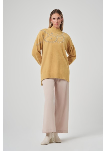 7002 Taş Işlemeli Angora Kazak Tunik