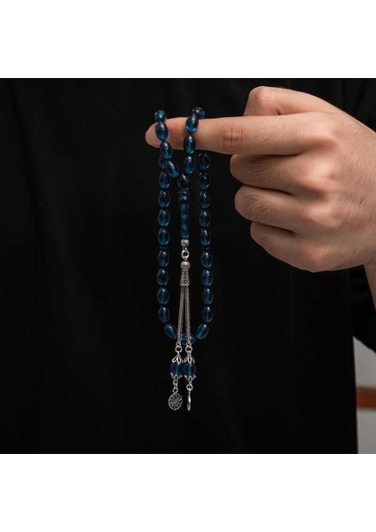 Hk Sıkma Kehribar Tesbih Gümüş Püskül |gümüş Takı Hediyelik Ürünler