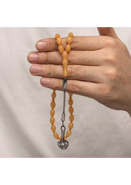 Hk Sıkma Kehribar Tesbih Gümüş Kazaz Püsküllü |gümüş Takı Hediyelik Ürünler