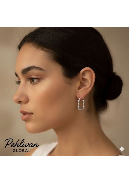 Bambu Model Gümüş Renk Çelik Küpe