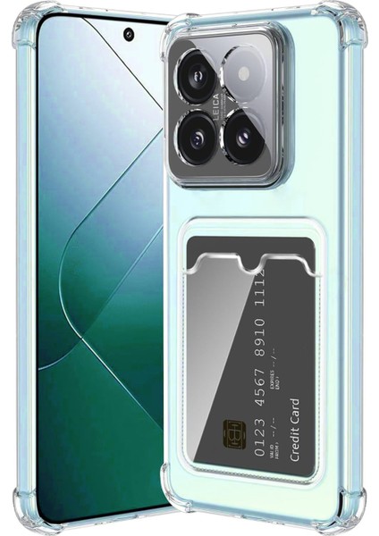 Caseworld Xiaomi Mi 15 Pro Kapak ile Uyumlu Kamera Korumalı Kartlıklı Darbe Emici Özellikli Şeffaf Silikon Kılıf