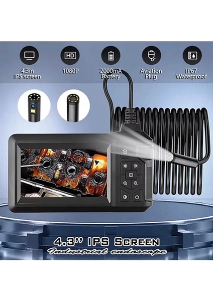 VTN-008 Ekranlı Çift Kameralı 10 mt Sert Kablo Yılan Endoskop 8 mm 4.3 Inc modelleri