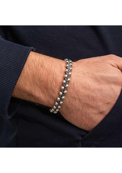 Hk Gümüş Erkek Bileklik Oksitli Toplu|gümüş Takı Hediyelik Ürünler