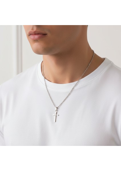 Mini Haç Gümüş Kaplama Düz Zincir Kolye fiyatları
