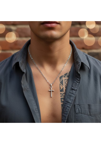 Mini Haç Gümüş Kaplama Düz Zincir Kolye fırsatları