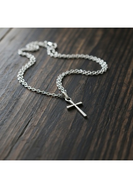 Mini Haç Gümüş Kaplama Düz Zincir Kolye indirimleri