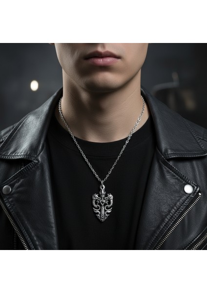 Güç Sembolü - Ejderha Kılıç Taç Gümüş Kaplama Düz Zincir Kolye fırsatları