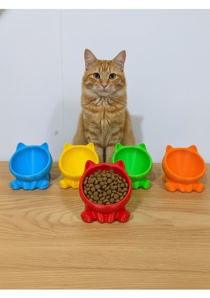 Kedi Figürlü Mama Kabı – Yükseltilmiş Ergonomik Tasarım | Renkli Sevimli Kedi Mama & Su Kabı modelleri