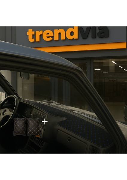 Tofaş Şahin Doğan Kartal Yüksek Ön Göğüs Siyah-Mavi Torpido Kılıfı / Siyah-Bej Boyun Yastığı