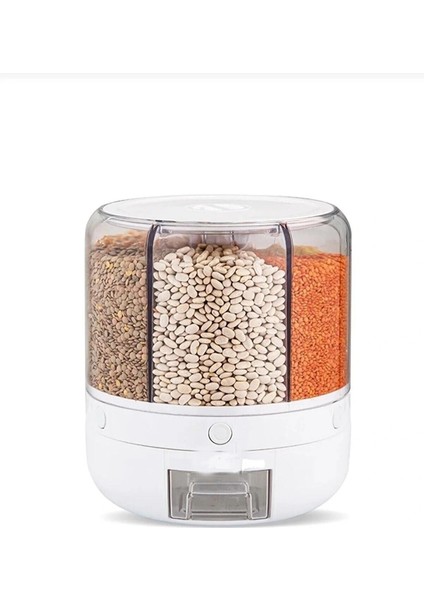 360° Dönebilen Kuru Gıda ve Bakliyat Organizeri 6 Bölmeli Hava Geçirmez Saklama Kabı 6 Lt indirimleri