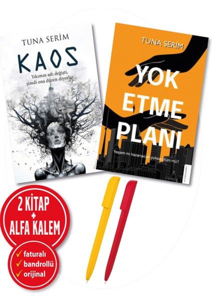 Alfa Kalem+ Tuna Serim 2 Kitap Yeni (Kaos + Yok Etme Planı) Edebiyat/roman Destek Kitap
