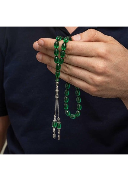 Hk Sıkma Kehribar Tesbih Gümüş Püsküllü Yeşil Ateş|gümüş Takı Hediyelik Ürünler modelleri
