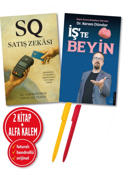 Alfa Kalem+ Kerem Dündar Erhan Ali Yılmaz 2 Kitap Yeni (Sq Satış Zekası+Iş’te Beyin)Ekonomi Destek