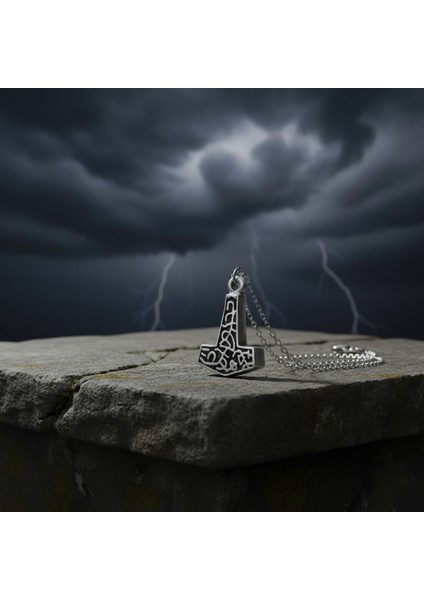 Thor Mjollnir Hammer Gümüş Kaplama Düz Zincir Kolye fırsatları