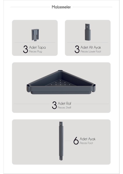 Üçgen 3 Katlı Köşe Rafı, Şık ve Pratik Düzenleyici, Banyo ve Alanlar Için Ideal fırsatları