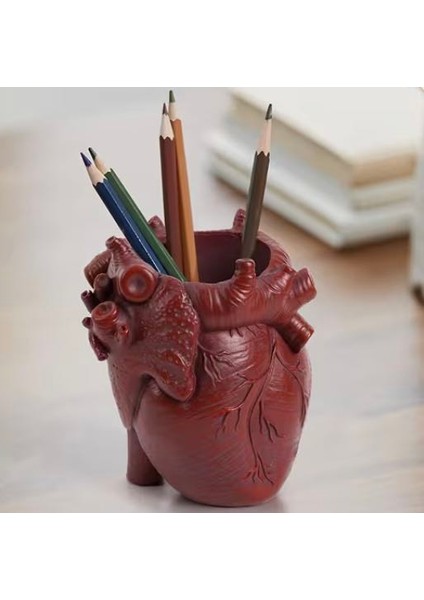 Anatomik Kalp Kalemlik Dekoratif Biblo