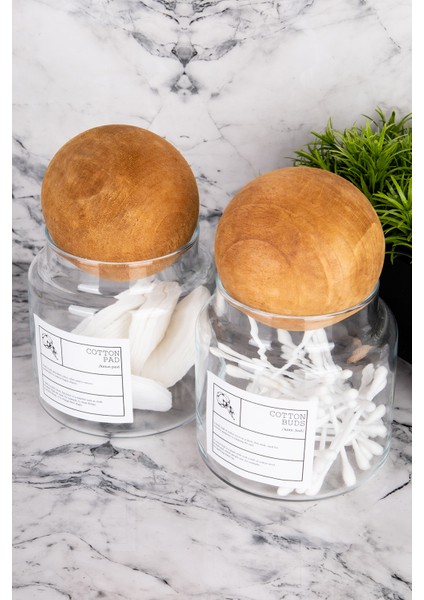 Turuncu 2'li 500ML Cam Kavanoz, Kapaklı, Banyo ve Makyaj Düzenleyici Set