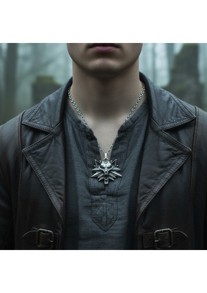 Asi Witcher 3 Gümüş Kaplama Düz Zincir Kolye