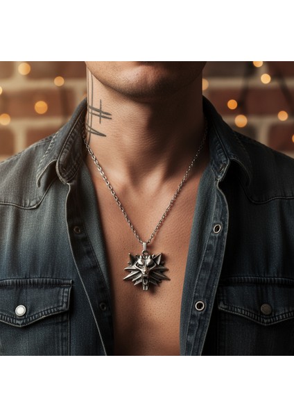 Asi Witcher 3 Gümüş Kaplama Düz Zincir Kolye modelleri