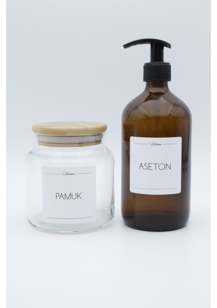 Bambu Kapaklı 500ML Cam Kavanoz ve Aseton Şişesi, Şık ve Kullanışlı Set