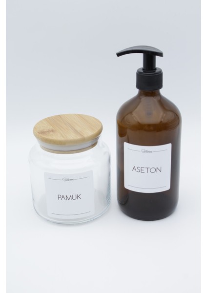 Bambu Kapaklı 500ML Cam Kavanoz ve Aseton Şişesi, Şık ve Kullanışlı Set fiyatları