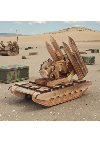 El Yapımı Doğal Ahşap Tank Oyuncak – Askeri Araç Maketi Dekoratif Koleksiyon Çocuk Hediyesi