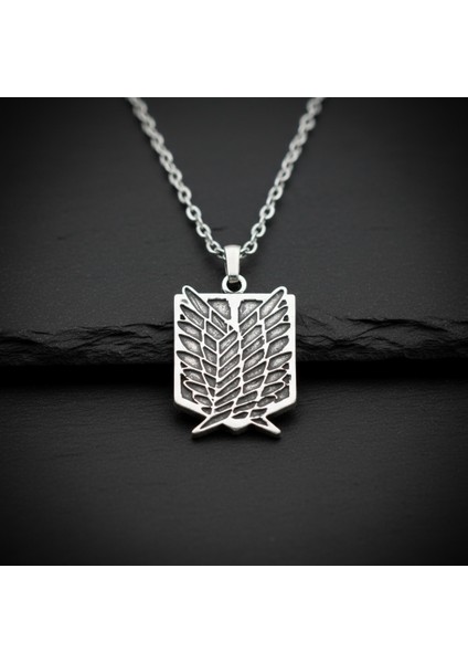Attack On Titan Anime Gümüş Kaplama Düz Zincir Kolye