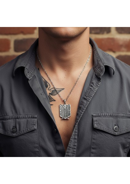 Attack On Titan Anime Gümüş Kaplama Düz Zincir Kolye fiyatları