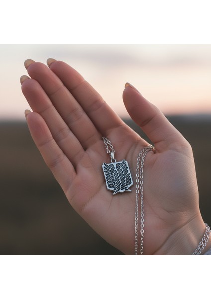 Attack On Titan Anime Gümüş Kaplama Düz Zincir Kolye modelleri