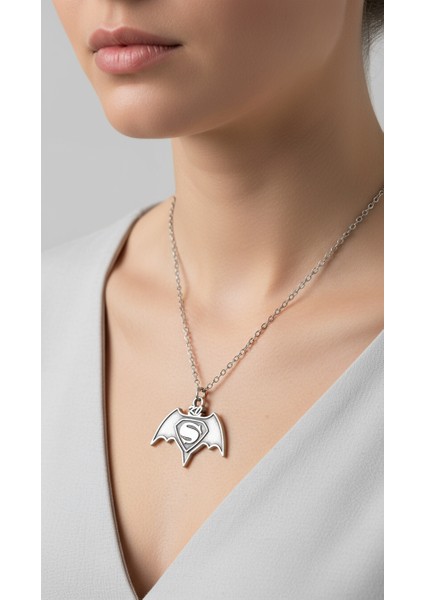 Batman Süperman Gümüş Kaplama Kolye Ucu modelleri