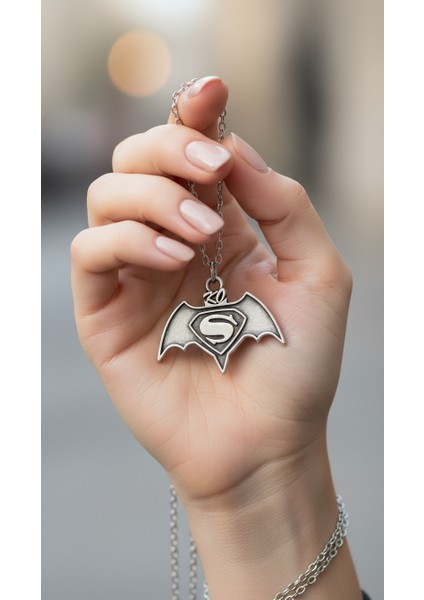 Batman Süperman Gümüş Kaplama Kolye Ucu fırsatları