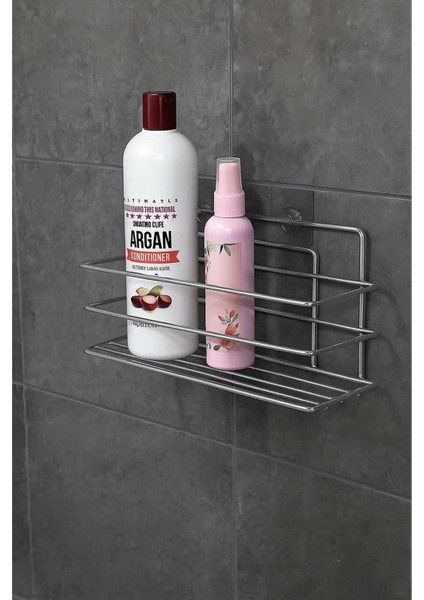 Parlak Metal Banyo Rafı, Şampuanlık ve Organizer, Modern ve Şık Tasarım