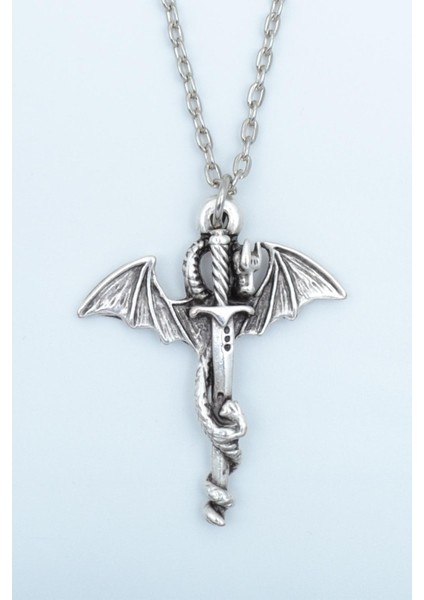 Ejderha Kılıç Gümüş Kaplama Kolye Ucu