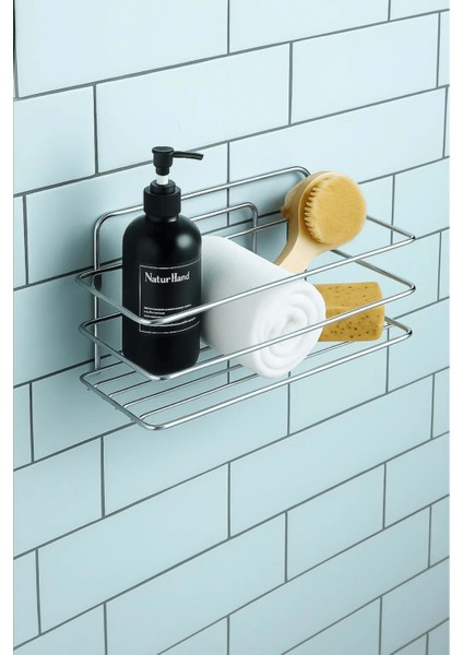 Parlak Metal Banyo Rafı, Şampuanlık ve Organizer, Modern ve Şık Tasarım fırsatları