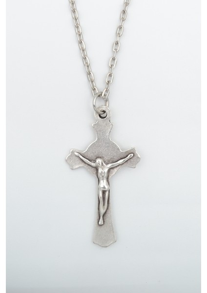 Hz. İsa Haç Gümüş Kaplama Düz Zincir Kolye