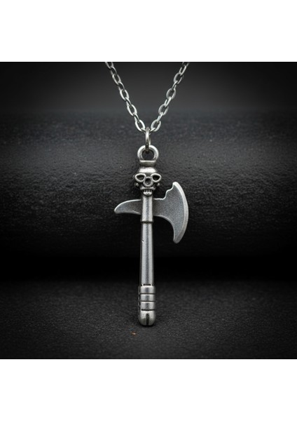 Kuru Kafa Balta Gümüş Kaplama Düz Zincir Kolye