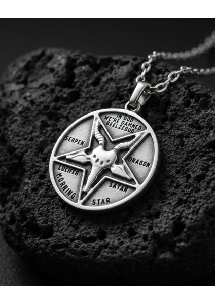 Pagan - Keçi Şeytan - Hz. İsa Gümüş Kaplama Düz Zincir Kolye