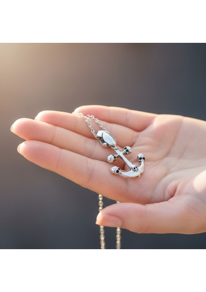 Kuru Kafa Deniz Çapa Gümüş Kaplama Düz Zincir Kolye fırsatları