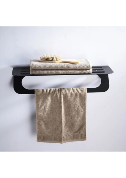 Siyah Renkli Raflı Banyo Havlu Askılığı, Pratik ve Şık Tasarım fiyatları