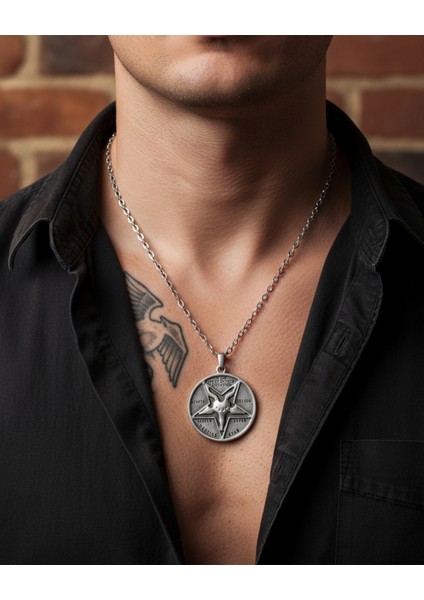 Pagan - Keçi Şeytan - Hz. İsa Gümüş Kaplama Düz Zincir Kolye modelleri