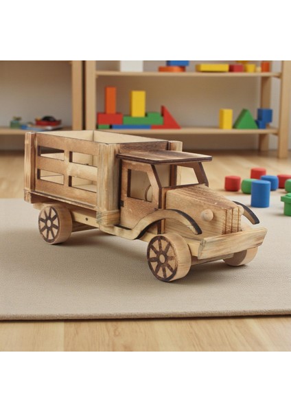 El Yapımı Doğal Ahşap Oyuncak Kamyon Inşaat Iş Makinesi Maket Model Çocuklara Özel Gün Hediyesi fırsatları