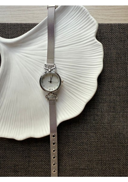 Retro Minimal Hasır Kordon Vintage Kadın Kol Saati Gümüş modelleri